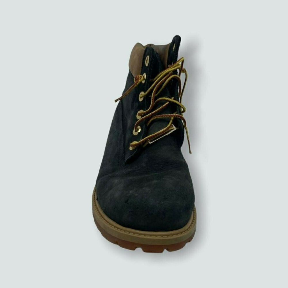 Timberland 6-Inch Premium Boots Mens Navy Blue Tan Good Waterproof Nubuck - Picture 8 of 14